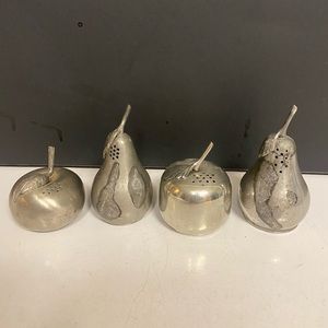 Kirk Stieff Pewter Salt and Pepper Shaker Set, Apple and Pear